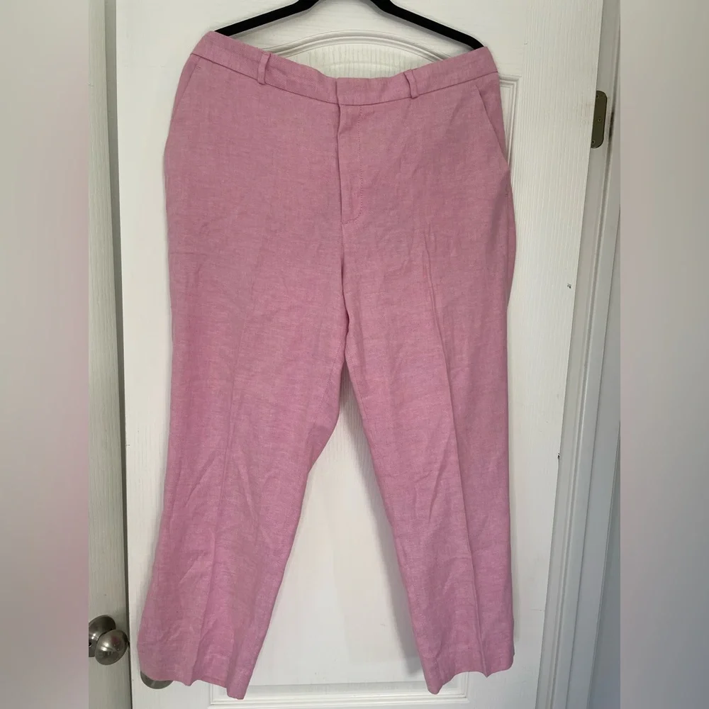 Banana Republic Avery linen mix straight pants light pink 16